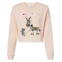 I Dont Give A Rats Ass Mouse Walking Donkey Cropped Pullover Crew
