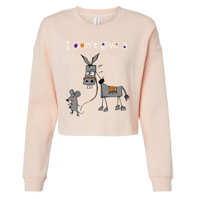 I Dont Give A Rats Ass Mouse Walking Donkey Cropped Pullover Crew
