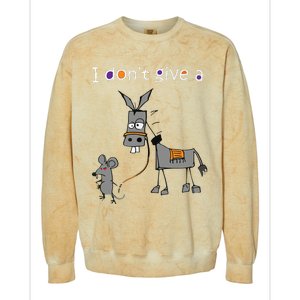 I Dont Give A Rats Ass Mouse Walking Donkey Colorblast Crewneck Sweatshirt