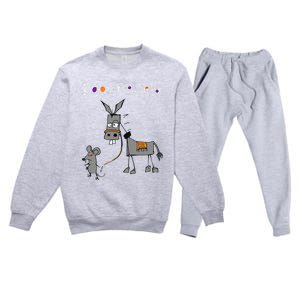 I Dont Give A Rats Ass Mouse Walking Donkey Premium Crewneck Sweatsuit Set