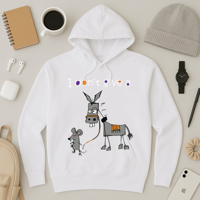 I Dont Give A Rats Ass Mouse Walking Donkey Hoodie