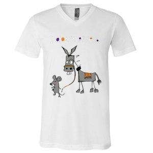 I Dont Give A Rats Ass Mouse Walking Donkey V-Neck T-Shirt