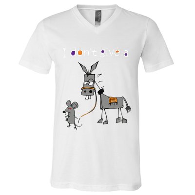 I Dont Give A Rats Ass Mouse Walking Donkey V-Neck T-Shirt