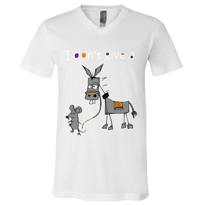 I Dont Give A Rats Ass Mouse Walking Donkey V-Neck T-Shirt
