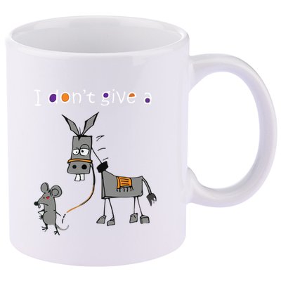 I Dont Give A Rats Ass Mouse Walking Donkey 11oz C Handle Ceramic Mug