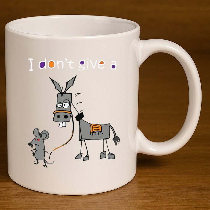I Dont Give A Rats Ass Mouse Walking Donkey 11oz C Handle Ceramic Mug
