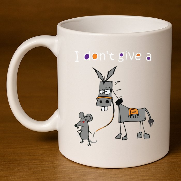 I Dont Give A Rats Ass Mouse Walking Donkey 11oz C Handle Ceramic Mug
