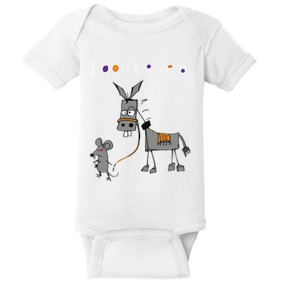 I Dont Give A Rats Ass Mouse Walking Donkey Baby Bodysuit