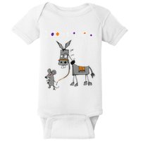 I Dont Give A Rats Ass Mouse Walking Donkey Baby Bodysuit
