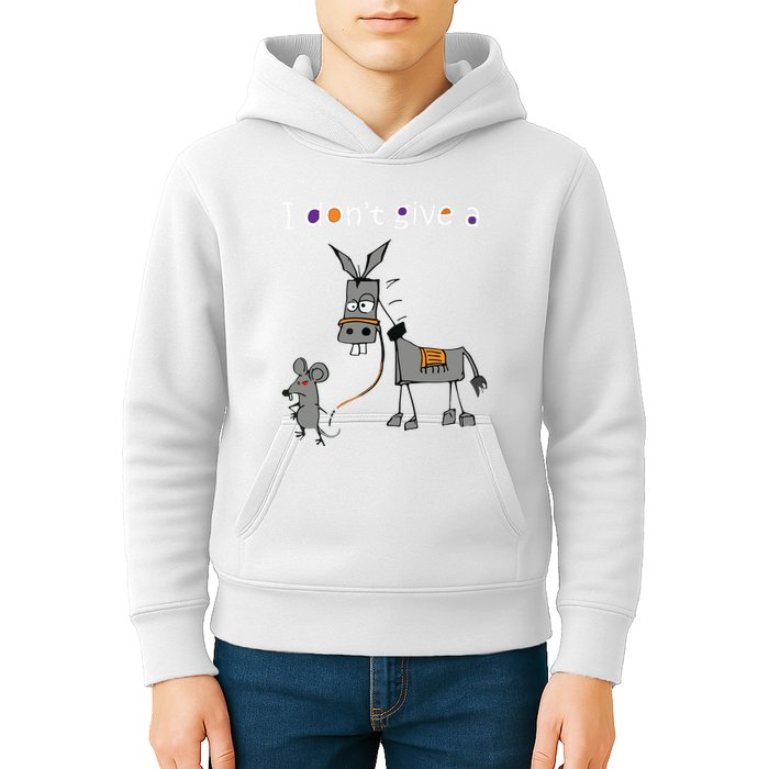 I Dont Give A Rats Ass Mouse Walking Donkey Kids Hoodie