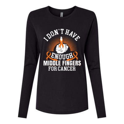 I Don't Have Enough Middle Fingers for Kidney Cancer Orange Womens Cotton Relaxed Long Sleeve T-Shirt