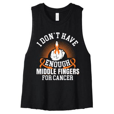 I Don't Have Enough Middle Fingers for Kidney Cancer Orange Women's Racerback Cropped Tank