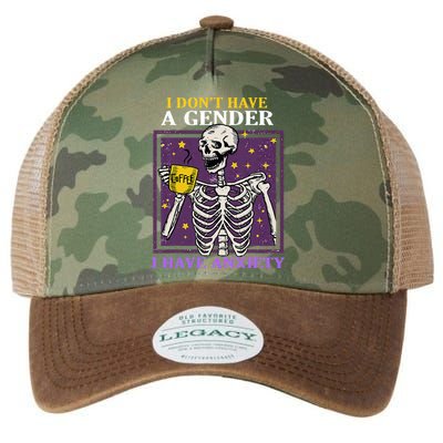 I DonT Have A Gender I Have Anxiety Non Binary Skeleton Legacy Tie Dye Trucker Hat