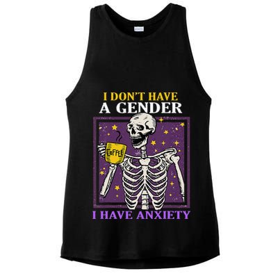 I DonT Have A Gender I Have Anxiety Non Binary Skeleton Ladies PosiCharge Tri-Blend Wicking Tank