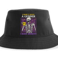 I DonT Have A Gender I Have Anxiety Non Binary Skeleton Sustainable Bucket Hat