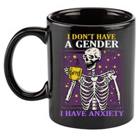 I DonT Have A Gender I Have Anxiety Non Binary Skeleton 11oz C Handle Ceramic Mug