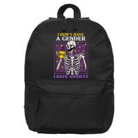 I DonT Have A Gender I Have Anxiety Non Binary Skeleton 16 in Basic Backpack