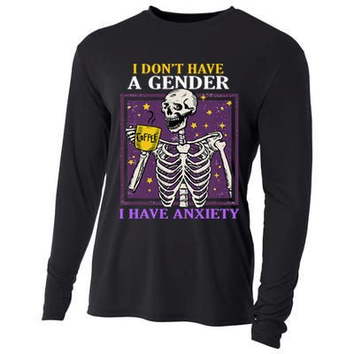 I DonT Have A Gender I Have Anxiety Non Binary Skeleton Cooling Performance Long Sleeve Crew