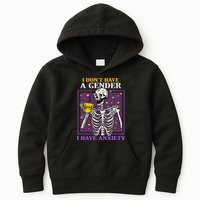 I DonT Have A Gender I Have Anxiety Non Binary Skeleton Kids Hoodie