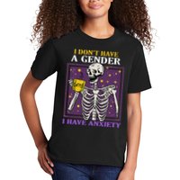 I DonT Have A Gender I Have Anxiety Non Binary Skeleton Kids T-Shirt