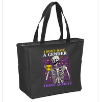 I DonT Have A Gender I Have Anxiety Non Binary Skeleton Zip Tote Bag