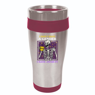 I DonT Have A Gender I Have Anxiety Non Binary Skeleton 16oz Travel Tumbler