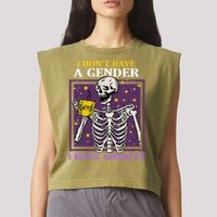 I DonT Have A Gender I Have Anxiety Non Binary Skeleton Garment-Dyed Women's Muscle Tee