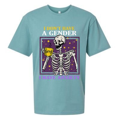 I DonT Have A Gender I Have Anxiety Non Binary Skeleton Sueded Cloud Jersey T-Shirt