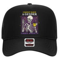 I Dont Have A Gender I Have Anxiety Enby Skeleton High Crown Mesh Back Trucker Hat