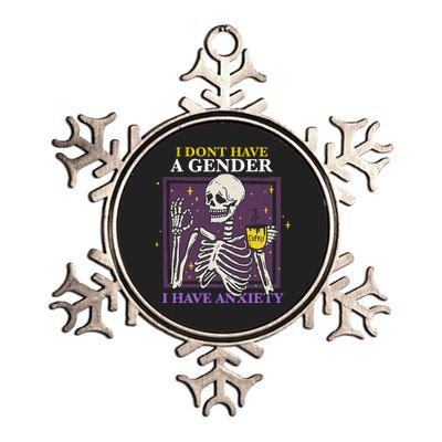 I Dont Have A Gender I Have Anxiety Enby Skeleton Metallic Star Ornament