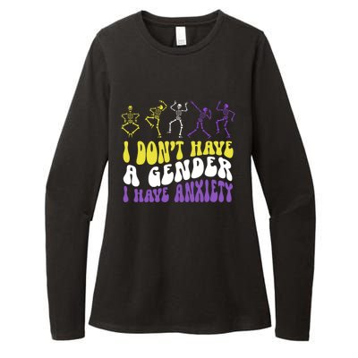 I Dont Have A Gender I Have Anxiety Skeleton Enby LGBT Pride Womens CVC Long Sleeve Shirt