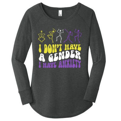 I Dont Have A Gender I Have Anxiety Skeleton Enby LGBT Pride Women's Perfect Tri Tunic Long Sleeve Shirt