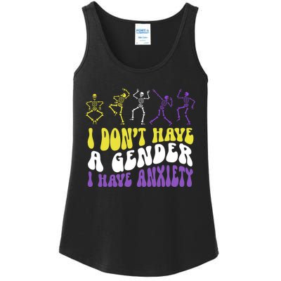 I Dont Have A Gender I Have Anxiety Skeleton Enby LGBT Pride Ladies Essential Tank