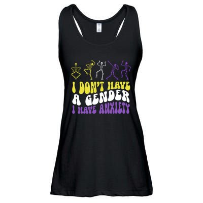 I Dont Have A Gender I Have Anxiety Skeleton Enby LGBT Pride Ladies Essential Flowy Tank