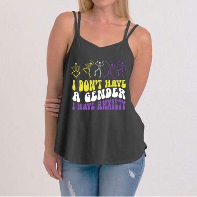 I Dont Have A Gender I Have Anxiety Skeleton Enby LGBT Pride Women's Strappy Tank