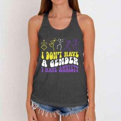 I Dont Have A Gender I Have Anxiety Skeleton Enby LGBT Pride Women's Knotted Racerback Tank