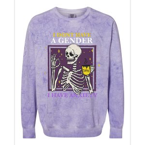 I DonT Have A Gender I Have Anxiety Nonbinary Enby Skeleton Colorblast Crewneck Sweatshirt