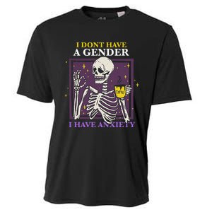 I DonT Have A Gender I Have Anxiety Nonbinary Enby Skeleton Cooling Performance Crew T-Shirt