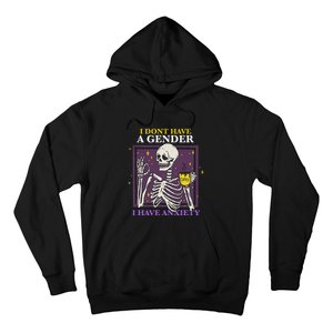 I DonT Have A Gender I Have Anxiety Nonbinary Enby Skeleton Hoodie