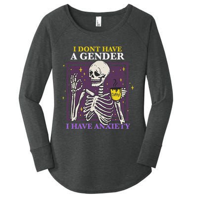 I DonT Have A Gender I Have Anxiety Nonbinary Enby Skeleton Women's Perfect Tri Tunic Long Sleeve Shirt