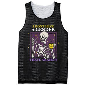 I DonT Have A Gender I Have Anxiety Nonbinary Enby Skeleton Mesh Reversible Basketball Jersey Tank