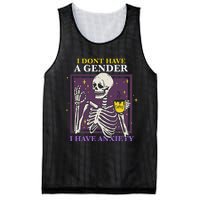 I DonT Have A Gender I Have Anxiety Nonbinary Enby Skeleton Mesh Reversible Basketball Jersey Tank