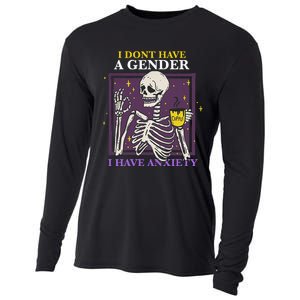 I DonT Have A Gender I Have Anxiety Nonbinary Enby Skeleton Cooling Performance Long Sleeve Crew