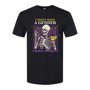 I DonT Have A Gender I Have Anxiety Nonbinary Enby Skeleton Softstyle CVC T-Shirt