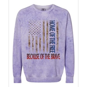 Independence Day Home Of The Free Because Of The Brave Gift Colorblast Crewneck Sweatshirt