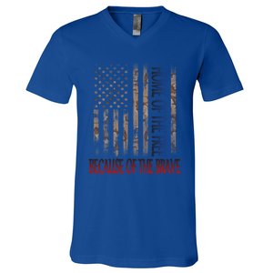 Independence Day Home Of The Free Because Of The Brave Gift V-Neck T-Shirt