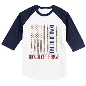 Independence Day Home Of The Free Because Of The Brave Gift Baseball Sleeve Shirt