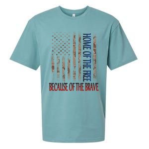 Independence Day Home Of The Free Because Of The Brave Gift Sueded Cloud Jersey T-Shirt