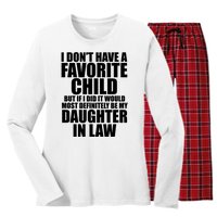 I Dont Have A Favorite Child Funny Daughter In Law Women's Long Sleeve Flannel Pajama Set 