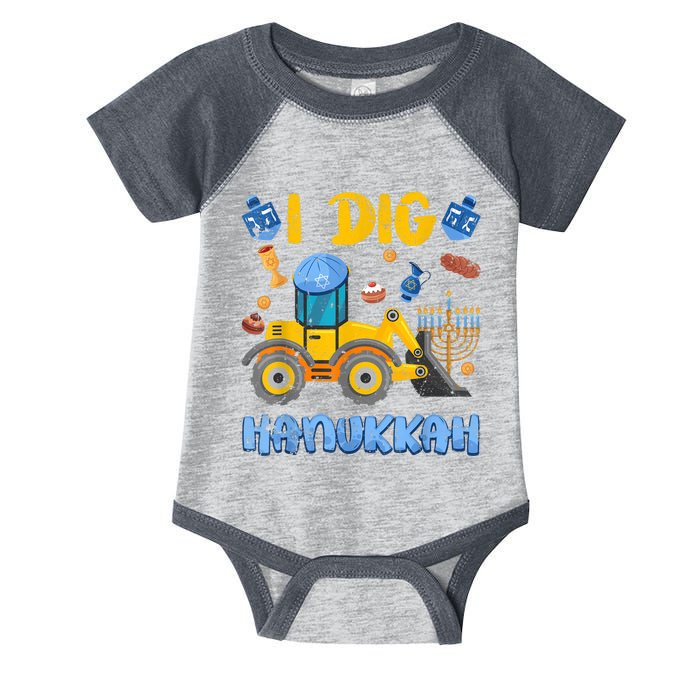 I Dig Hanukkah Excavator Construction Toddler  Boys Gift Infant Baby Jersey Bodysuit